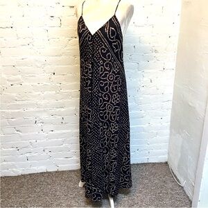 Xirena cotton spaghetti strap maxi dress jewel print size small